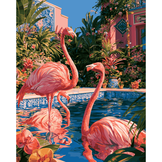 Flamingo Oasis | Paint by Number - Paint by numbers