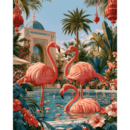 Flamingo Paradise | Paint by Number - Paint by numbers