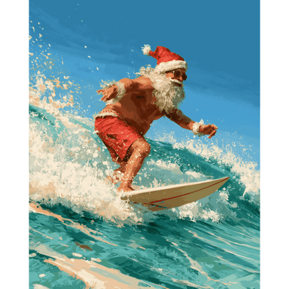 Surfing Santa | Paint by Number - Paint by numbers