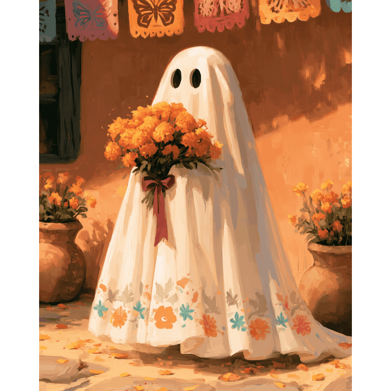 Festive Ghost | Paint by Number - Paint by numbers