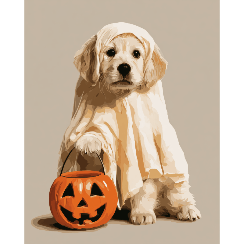 Little Ghost Pup | Paint by Number - Paint by numbers
