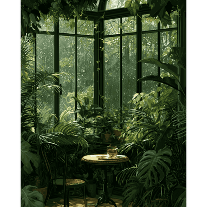 Rainy Emerald Room | Paint by Number - Paint by numbers