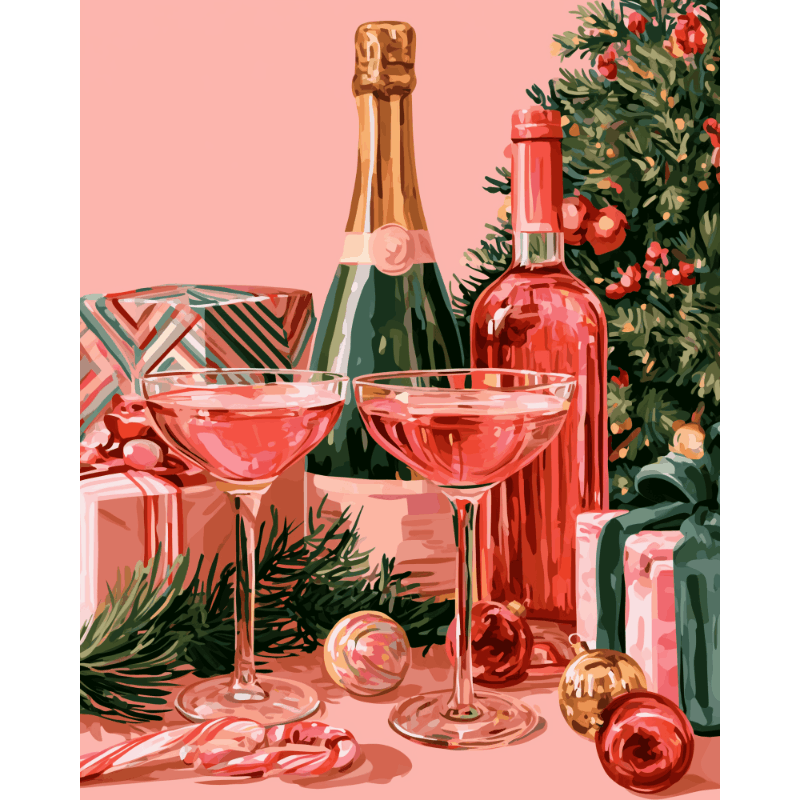 Rosé Christmas | Paint by Number - Paint by numbers