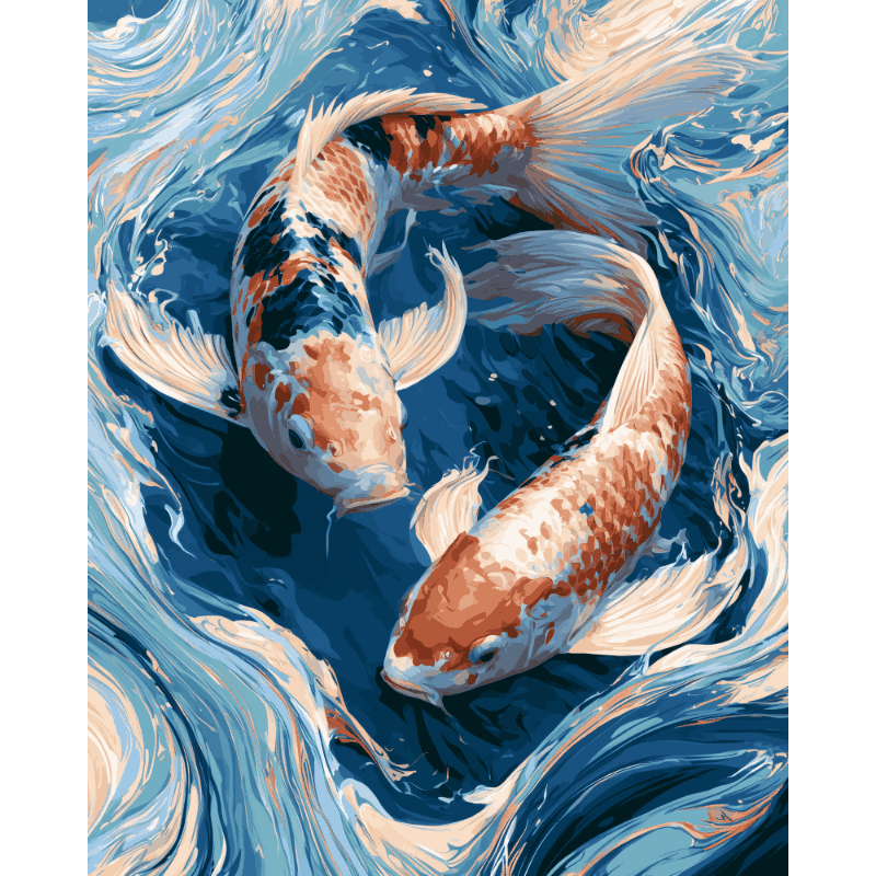 Swimming in Waves | Paint by Number - Paint by numbers