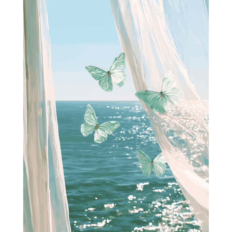 Through Turquoise Curtains | Paint by Number - Paint by numbers