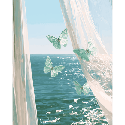 Through Turquoise Curtains | Paint by Number - Paint by numbers