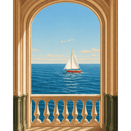 Arched Sailboat View | Paint by Number - Paint by numbers