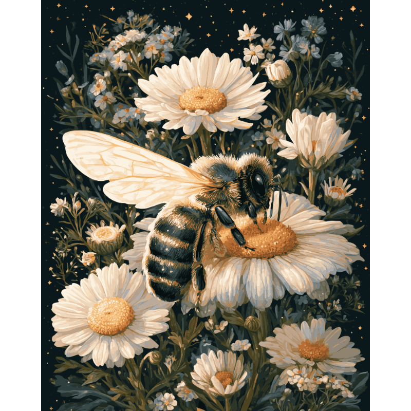 Busy Bee Daisies | Paint by Number - Paint by numbers