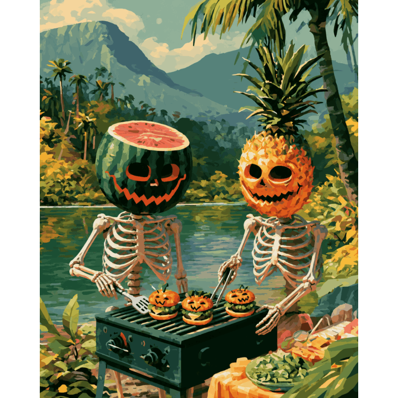 Fruit Head Skeletons | Paint by Number - Paint by numbers