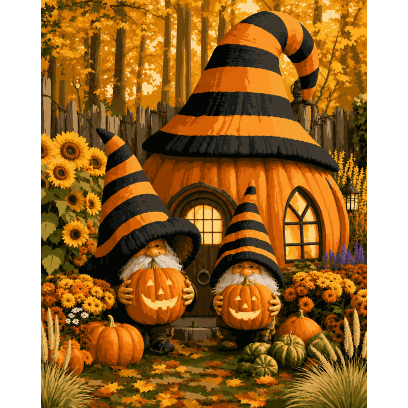 Gnome Mushroom Cottage | Paint by Number - Paint by numbers
