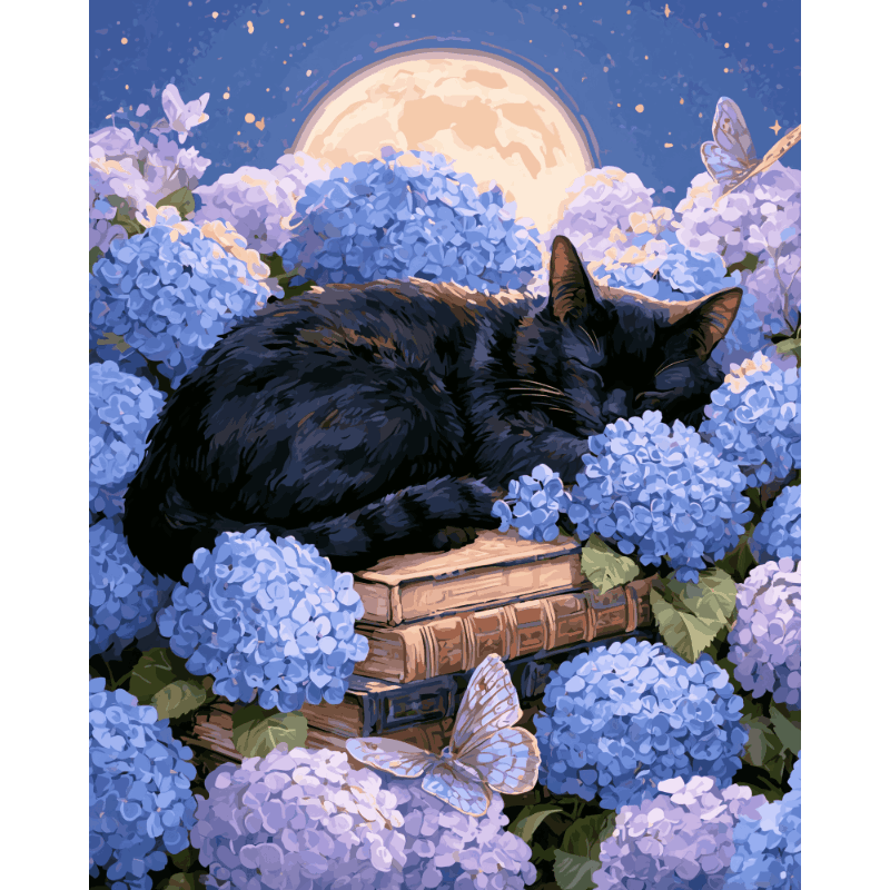 Hydrangea Cat Nap | Paint by Number - Paint by numbers