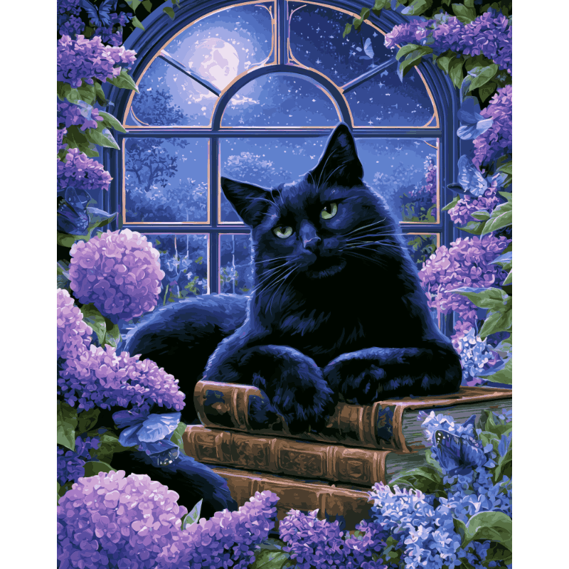 Moonlit Lilac Cat | Paint by Number - Paint by numbers