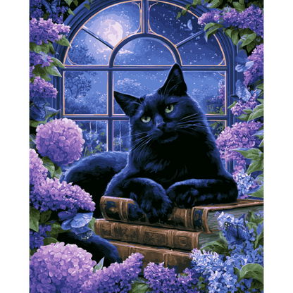 Moonlit Lilac Cat | Paint by Number - Paint by numbers