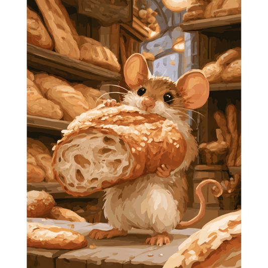 Mouse's Bread Hug | Paint by Number - Paint by numbers