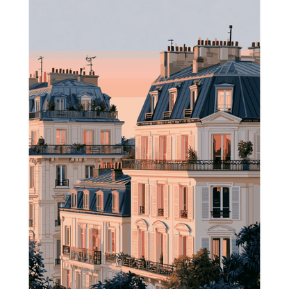 Parisian Rooftop View | Paint by Number - Paint by numbers