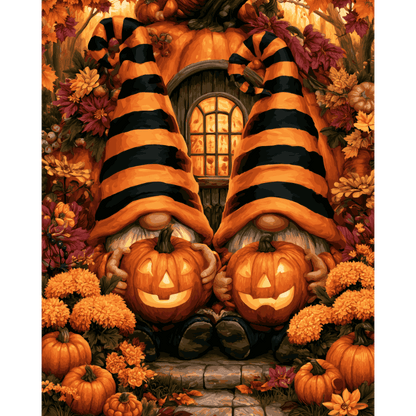 Pumpkin Gnome Duo | Paint by Number - Paint by numbers