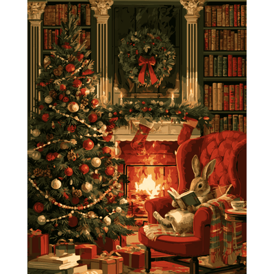 Rabbit's Christmas Read | Paint by Number