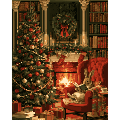 Rabbit's Christmas Read | Paint by Number - Paint by numbers