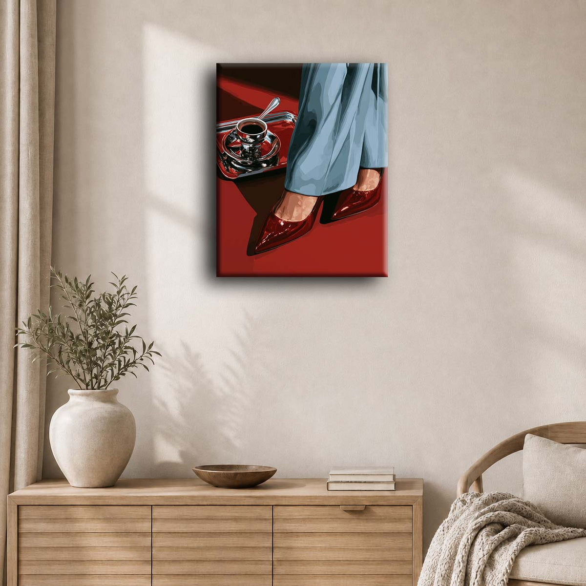 Escarpins rouges et café | Peinture à numéros