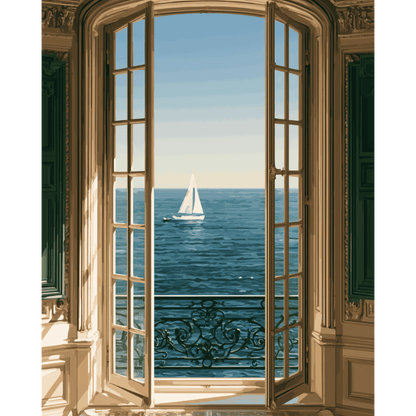 Sailboat Window View | Paint by Number - Paint by numbers
