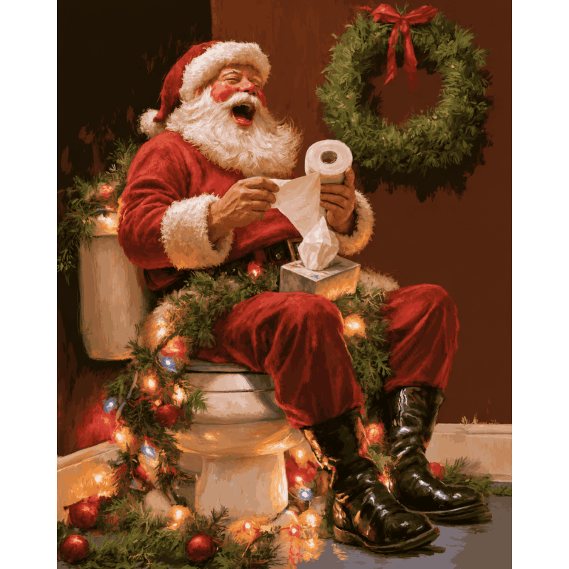 Santa on the Toilet | Paint by Number - Paint by numbers