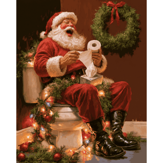 Santa on the Toilet | Paint by Number - Paint by numbers