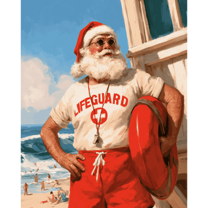 Santa the Lifeguard | Paint by Number - Paint by numbers