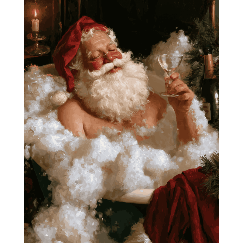 Santa's Bubble Bath | Paint by Number - Paint by numbers