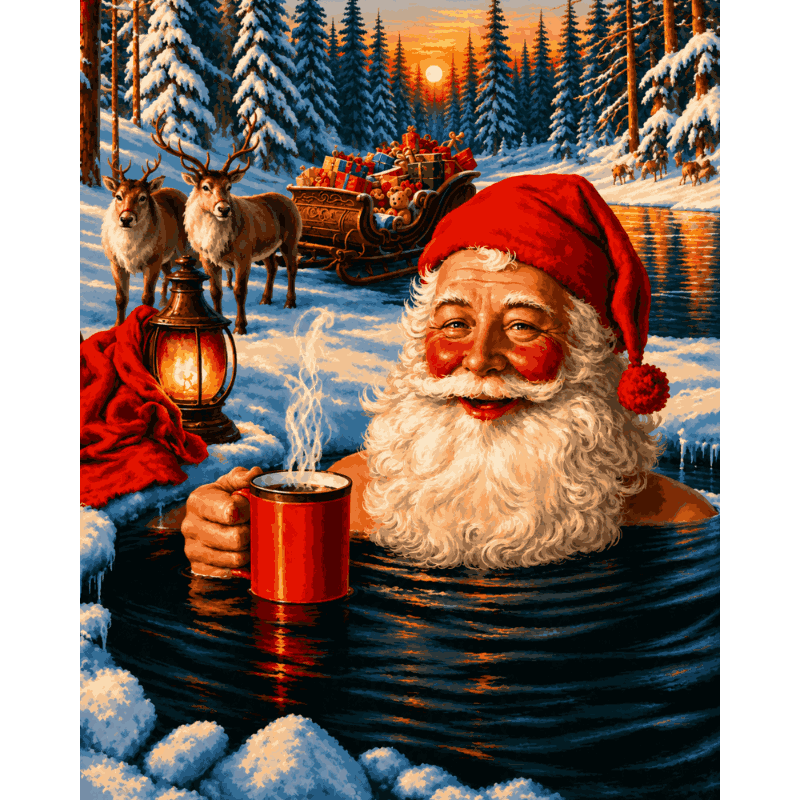 Santa's Hot Tub | Paint by Number - Paint by numbers