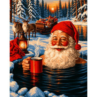 Santa's Hot Tub | Paint by Number - Paint by numbers