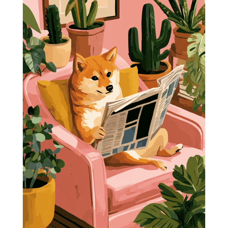 Shiba's Morning Read | Paint by Number - Paint by numbers