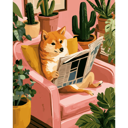 Shiba's Morning Read | Paint by Number - Paint by numbers