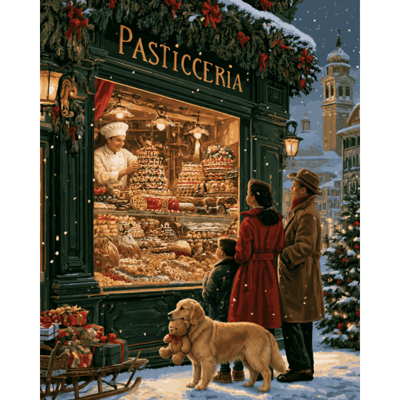 Sweet Shop Snowfall | Paint by Number - Paint by numbers