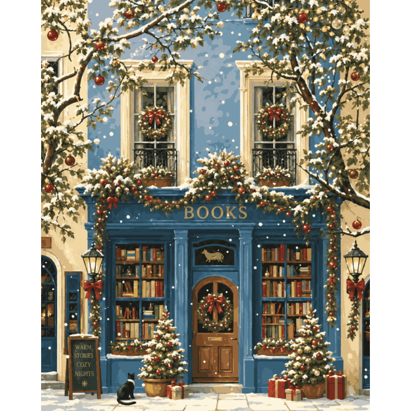 The Christmas Bookshop | Paint by Number - Paint by numbers