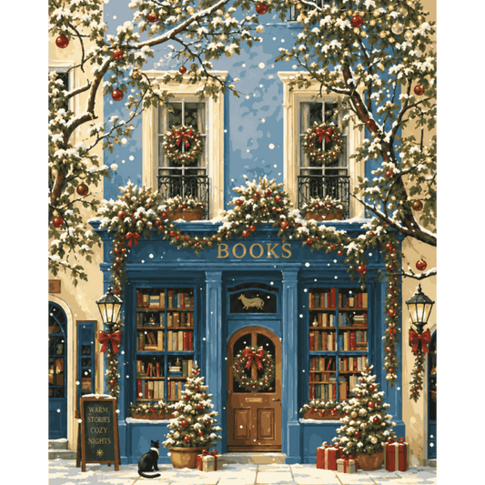 The Christmas Bookshop | Paint by Number - Paint by numbers