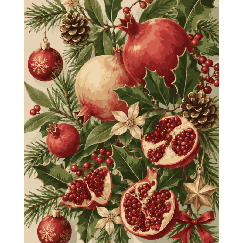 Winter Pomegranates | Paint by Number - Paint by numbers