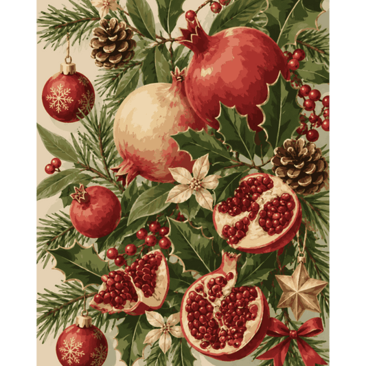 Winter Pomegranates | Paint by Number - Paint by numbers