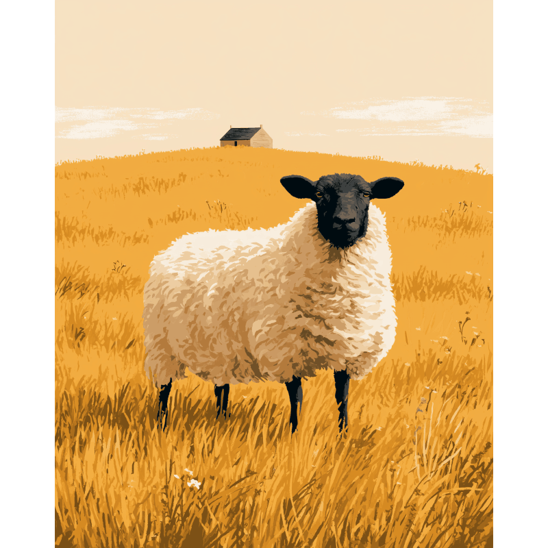 Golden Fields Sheep | Paint by Number - Paint by numbers