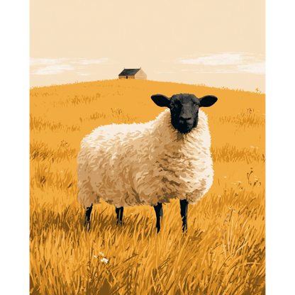 Golden Fields Sheep | Paint by Number - Paint by numbers