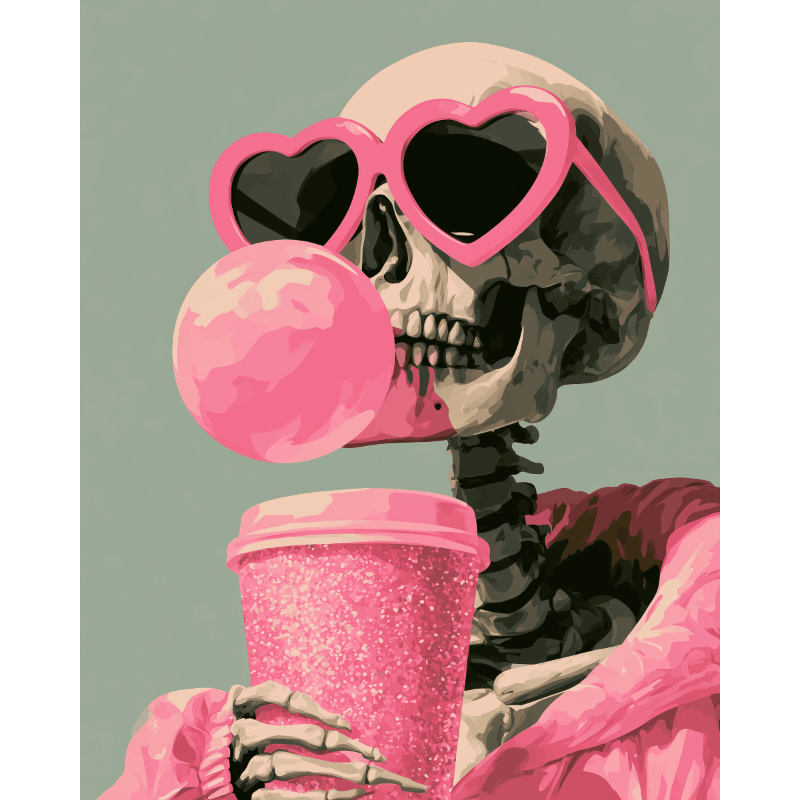 Bubblegum Bones | Paint by Number - Paint by numbers