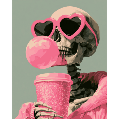 Bubblegum Bones | Paint by Number - Paint by numbers