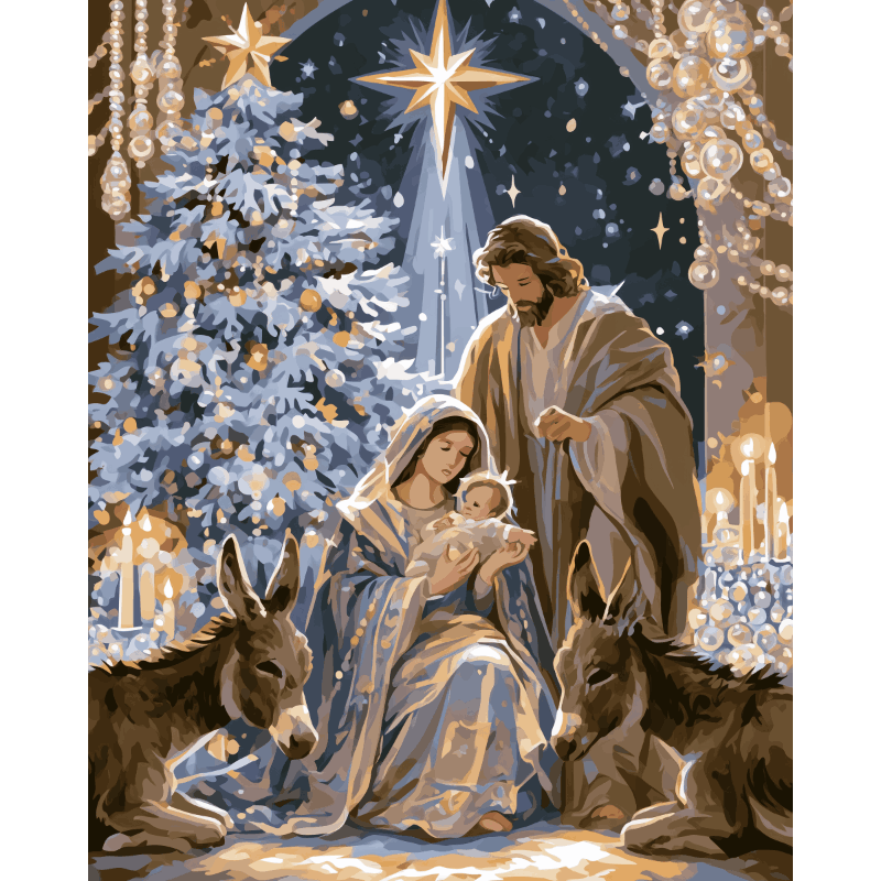 Nativity in Blue | Paint by Number