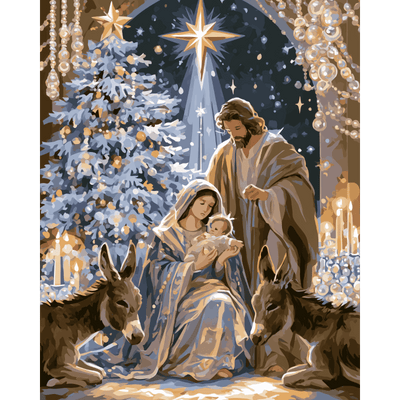 Nativity in Blue | Paint by Number