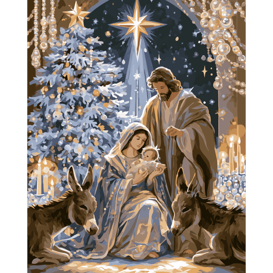 Nativity in Blue | Paint by Number