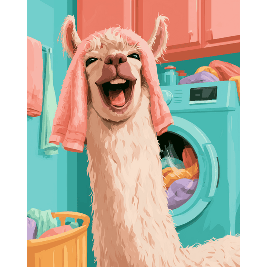 Laundry Day Llama | Paint by Number - Paint by numbers