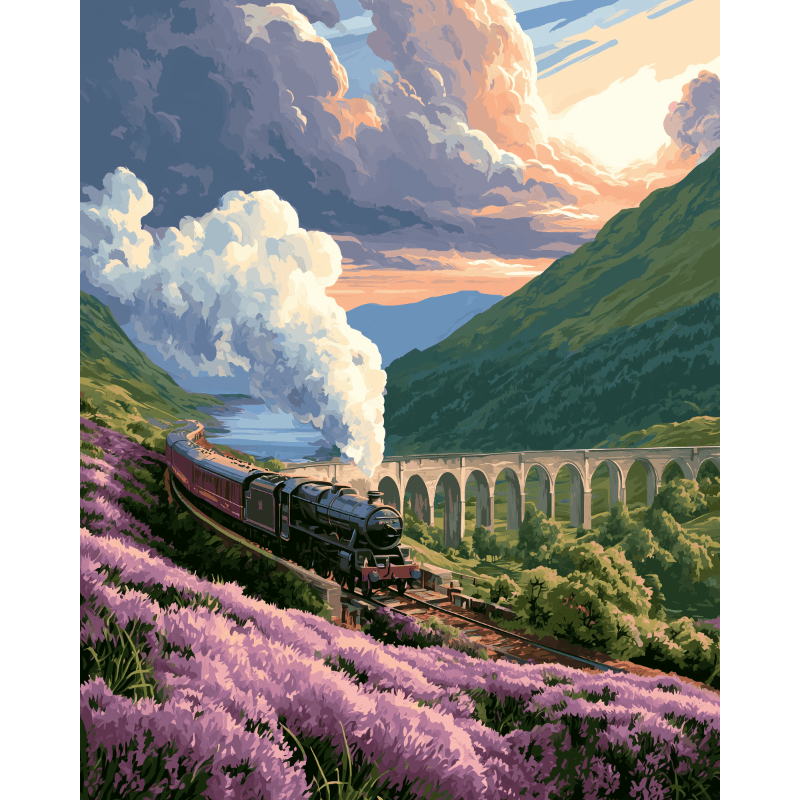 Highland Express | Paint by Number - Paint by numbers