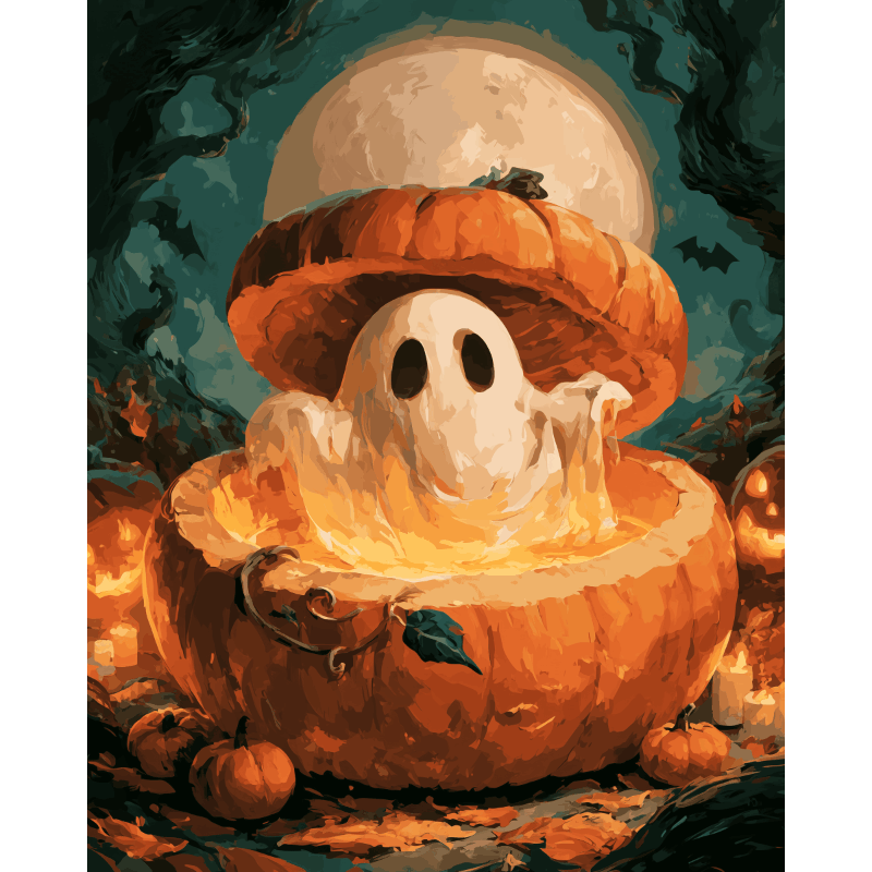 Ghost in the Pumpkin | Paint by Number - Paint by numbers