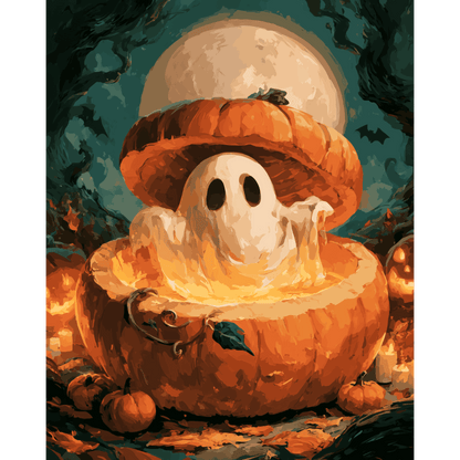 Ghost in the Pumpkin | Paint by Number - Paint by numbers