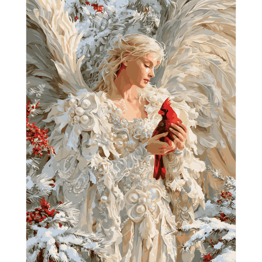 Winter Angel's Cardinal | Paint by Number