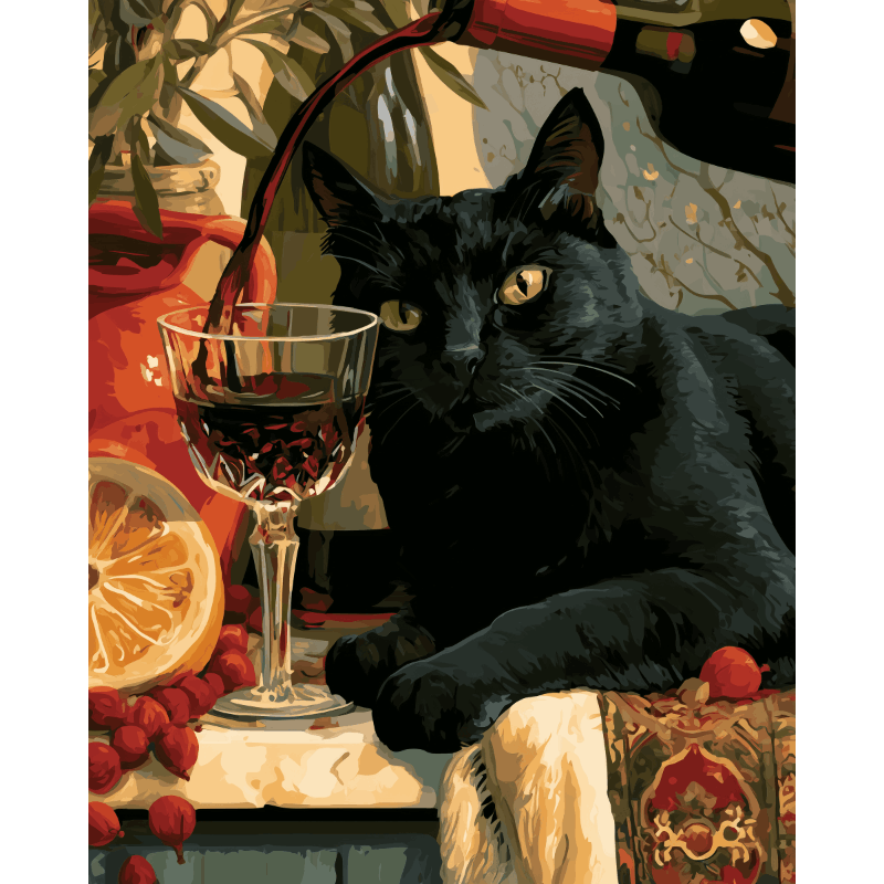 Wine & Whiskers | Paint by Number - Paint by numbers